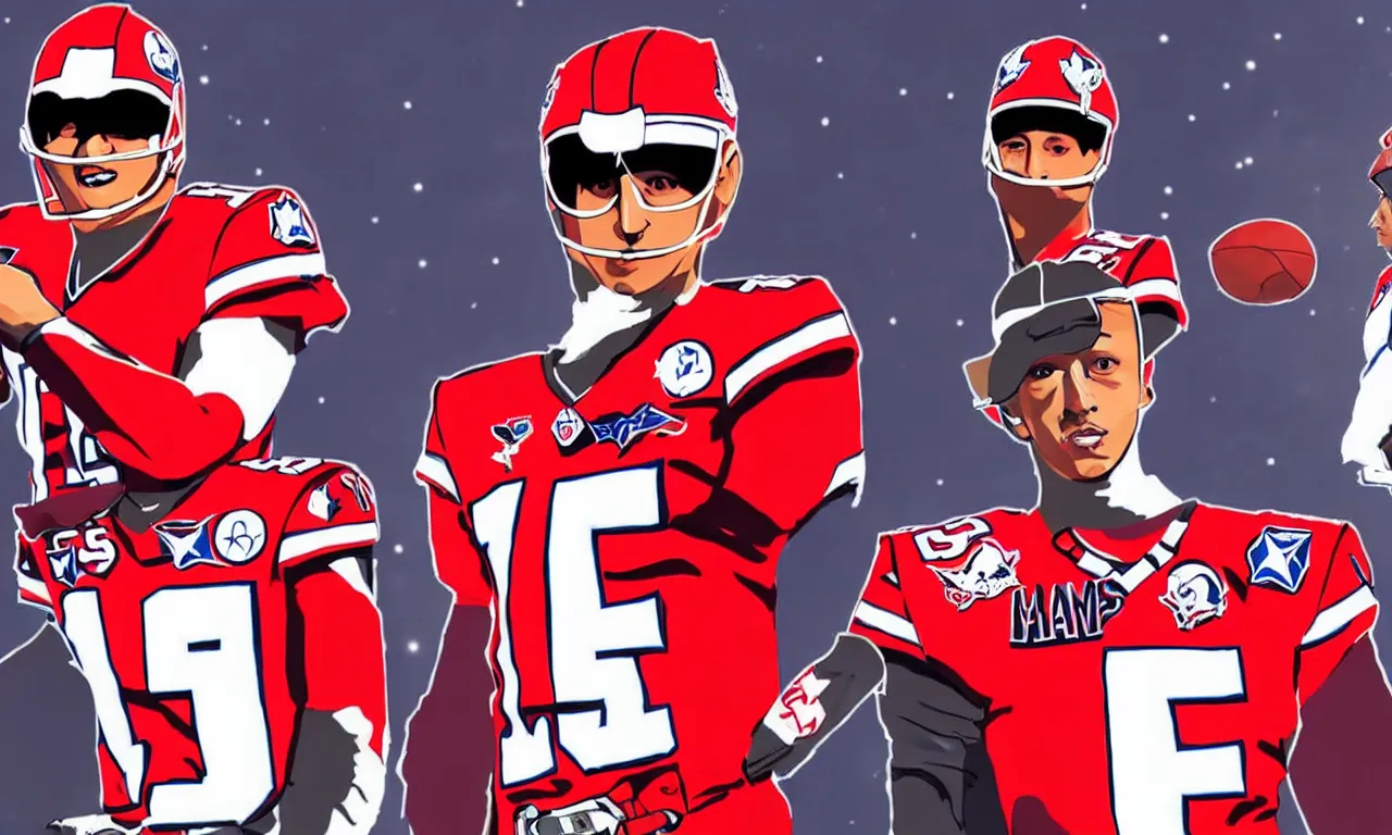 Image similar to short patrick mahomes dressed like star fox