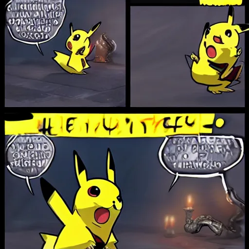 Prompt: pikachu as a dark soul boss