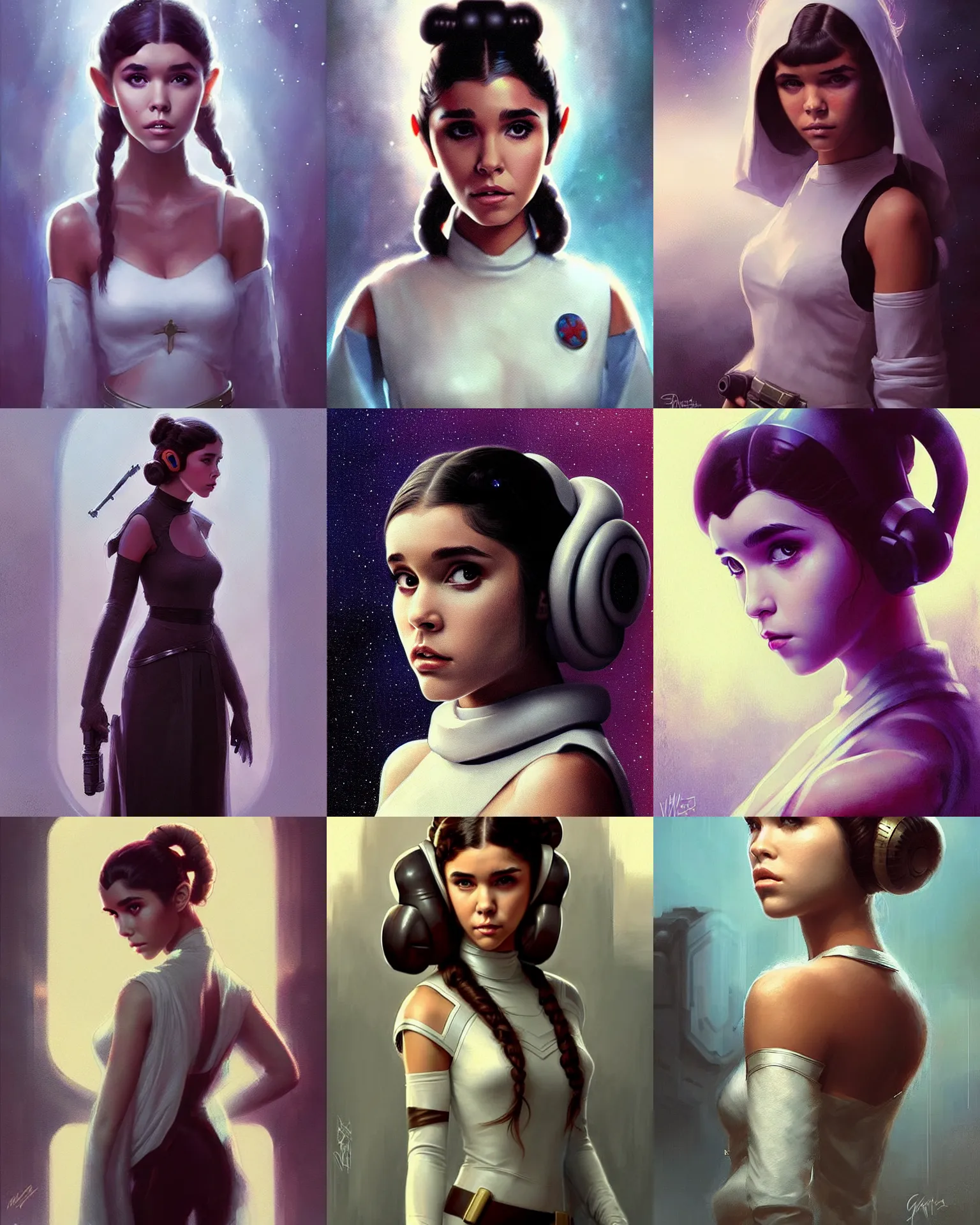 Prompt: madison beer : : young woman : : as princess leia by marvel : : by greg rutkowski, wlop, pinterest : :