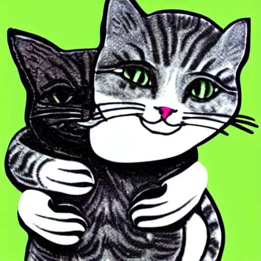 Image similar to sticker hugging cat