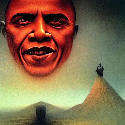 Prompt: barack obama made by zdzislaw beksinski