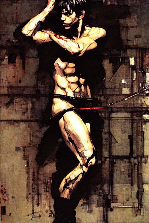 Prompt: attractive male, painting by john william waterhouse, yoji shinkawa