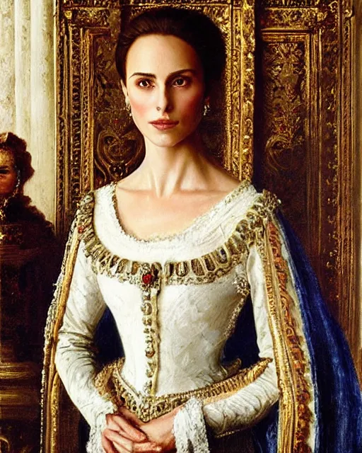 Image similar to a portrait of nathalie portman, playing the queen of england, beautiful painting by le nain