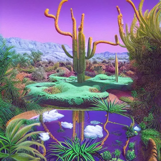 Prompt: surreal environment, hidden garden in the desert by michael whelan, heaven, ultra realistic, aesthetic, beautiful, magical