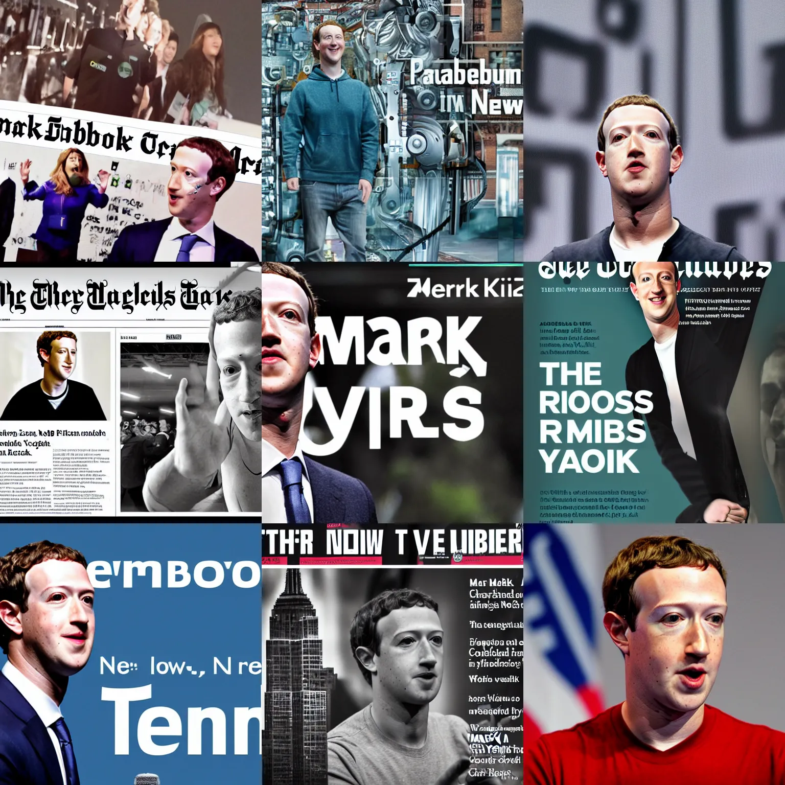 Prompt: mark Zuckerberg is a robot, New York times cover photo