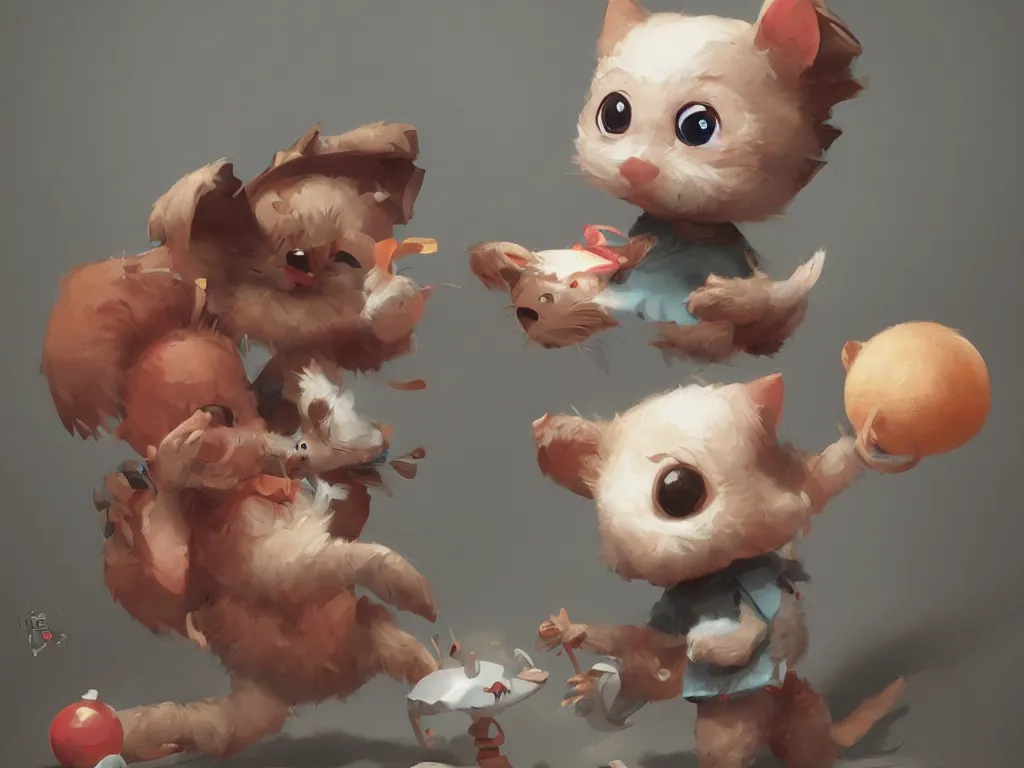 Prompt: funny little cute toy playing, alejandro burdisio, artstation