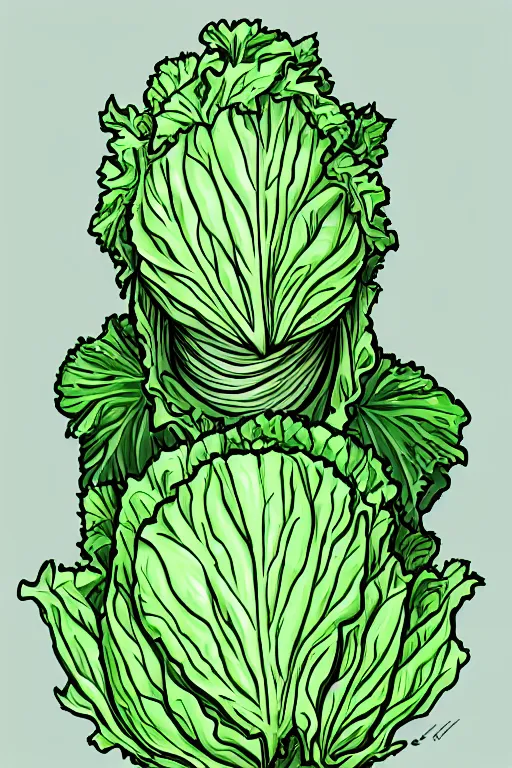 Image similar to cabbage headed man, symmetrical, highly detailed, digital art, sharp focus, trending on art station, anime art style