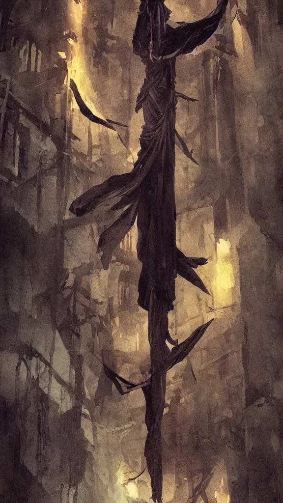 Image similar to the hanged man tarot card by greg rutkowski,