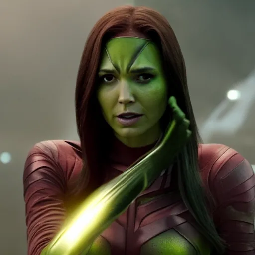 Image similar to Film still of Gal Gadot as Gamora, from Guardians of the Galaxy Vol. 2 (2017)