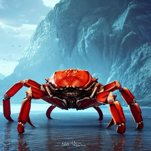 Image similar to giant crab without a exoskeleton, digital art, octane render, unreal engine 5, trending on artstation, highly detailed, 8k UHD, artgerm