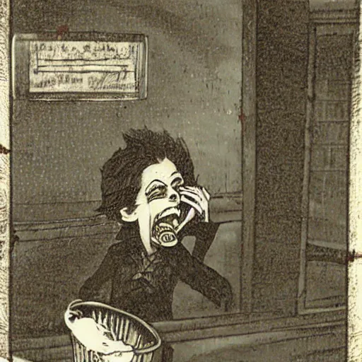 Image similar to a vampire having a drink in a dive bar, H 1024, W1024