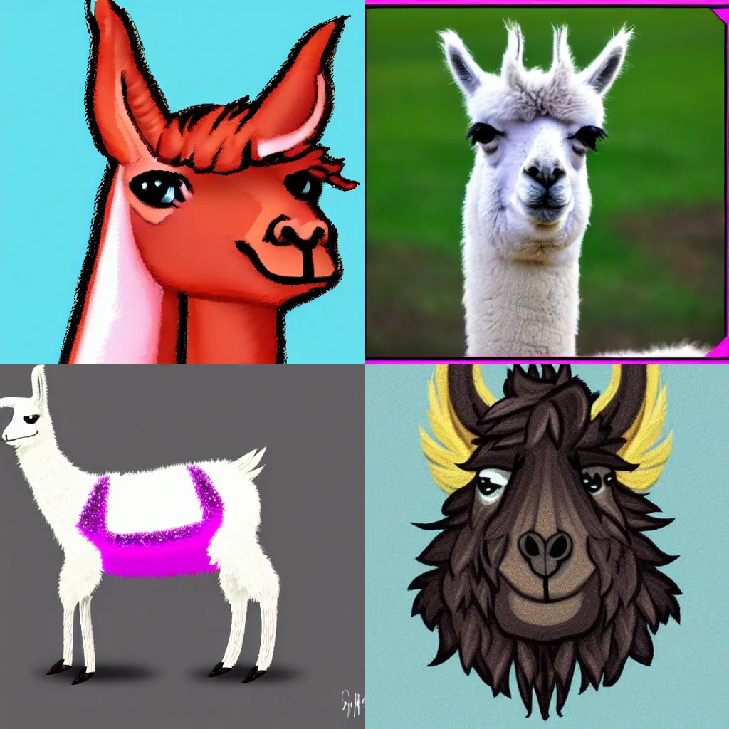 Prompt: a llama in the style of a fursona