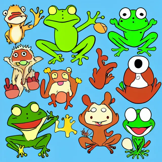 Image similar to animal, frog, character, anime