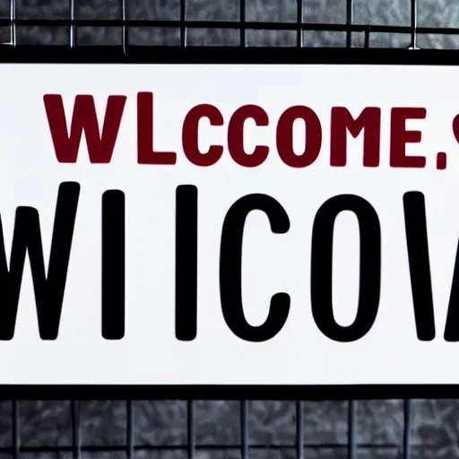 Image similar to a sign that says'welcome'in front of an oven