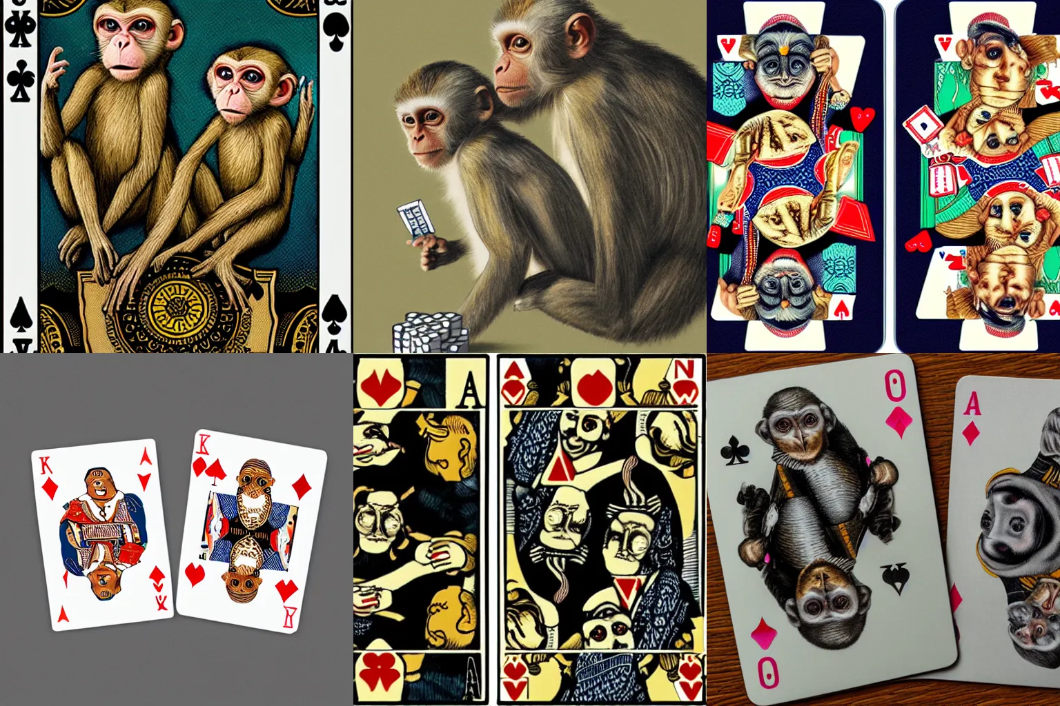 Prompt: ''Two monkeys playing cards, realistic, 8k''