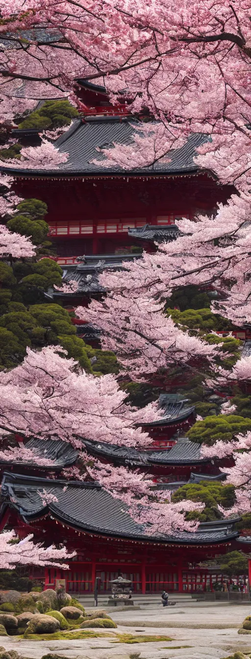 Prompt: a Japanese Shinto Temple in the midst of a stunning Sakura Garden, in the style of Sekiro Shadows Die Twice, artful, rendered in CryEngine, Japanese aesthetic