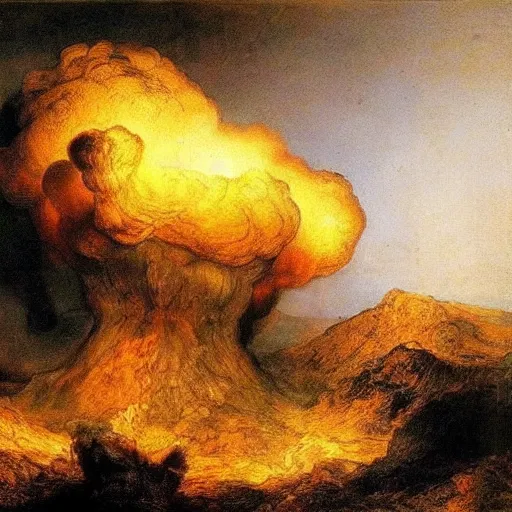 Prompt: Nuclear explosion, by Rembrandt