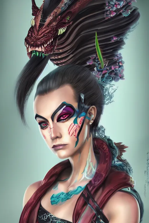 Image similar to agile geisha cyberpunk Dragon princess, digital art, 8k ,character ,realistic, portrait, hyperrealistic