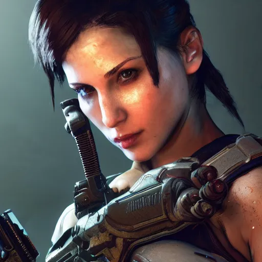 Prompt: random actress in gears of war destiny 2 overwatch witcher 3 god of war tomb raider cyberpunk 2 0 7 7 doom, highly detailed, extremely high quality, hd, 4 k, professional photographer, 4 0 mp, lifelike, top - rated, award winning, realistic, detailed lighting, detailed shadows, sharp, edited, corrected, trending