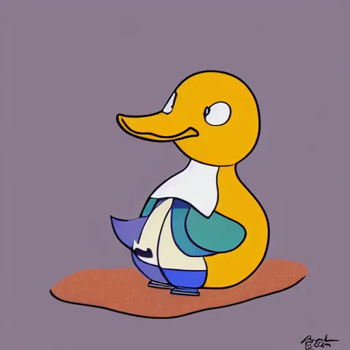Image similar to cute duck tucked in bed and going to sleep, as a saturday morning cartoon, digital painting, trending on artstation, award winning art, stylized painting