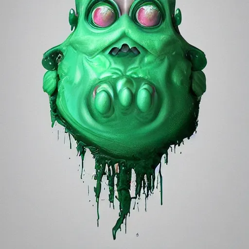 Prompt: creature made out of melting icecream, ominous, trending on artstation