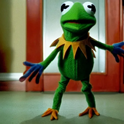 Image similar to Kermit the Frog in the movie The Shining