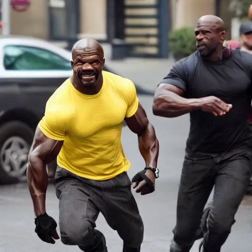 Prompt: actor terry crews running after a criminal