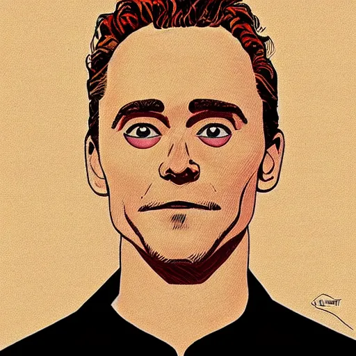 Prompt: “ tom hiddleston retro minimalist portrait by jean giraud, moebius, comic, 8 k ”