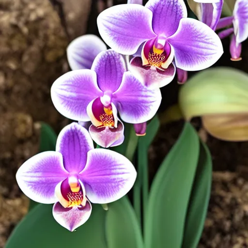 Image similar to Phal orchid, Solar Flare 'Monte Vista', Tall spikes and very nice waxy flowers, flower photography, still image,