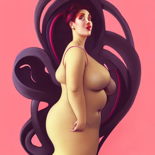 Image similar to curvy woman with a bundt cake instead of hair, digital art, cinematic, concept art, 8k, painting, imaginefx, cgsociety, art nouveau, Alphonse Mucha, trending on artstation, medium shot, head shot