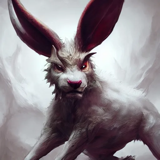 Prompt: a computer generated image of a creature with horns, concept art by Ryohei Hase, polycount, furry art, grotesque, concept art, 2d game art