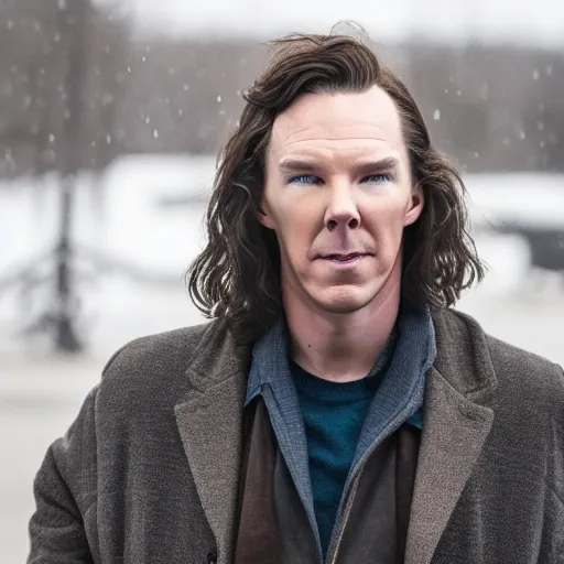 Prompt: Film still of Benedict Cumberbatch as Frank Gallagher, from Shameless