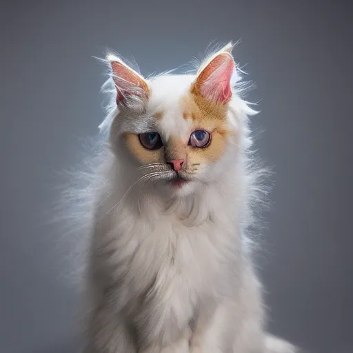 Image similar to a feline maltese - cat - hybrid, animal photography