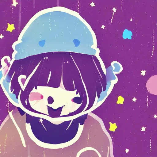 Image similar to simple digital illustration of a cute layered character