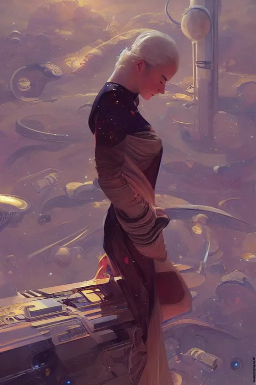 Image similar to space, buddhism, taoism, futurism, painting by greg rutkowski, j. c. leyendecker, artgerm