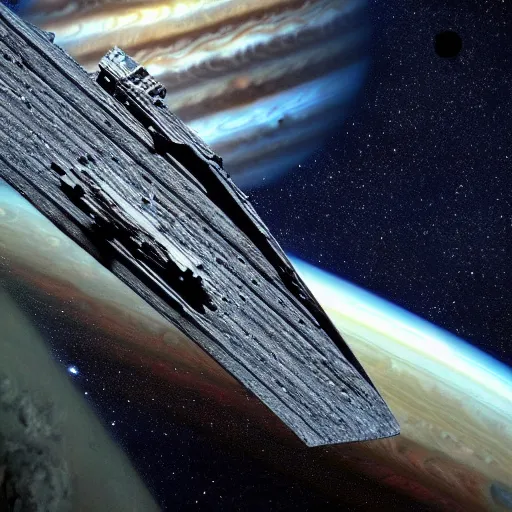 Image similar to epic view of a star destroyer above jupiter