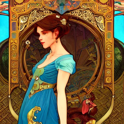 Prompt: super mario | highly detailed | very intricate | art nouveau | gold filigree | romantic storybook fantasy | soft cinematic lighting | award - winning | disney watercolor illustration by mandy jurgens and alphonse mucha and alena aenami | pastel color palette | featured on artstation