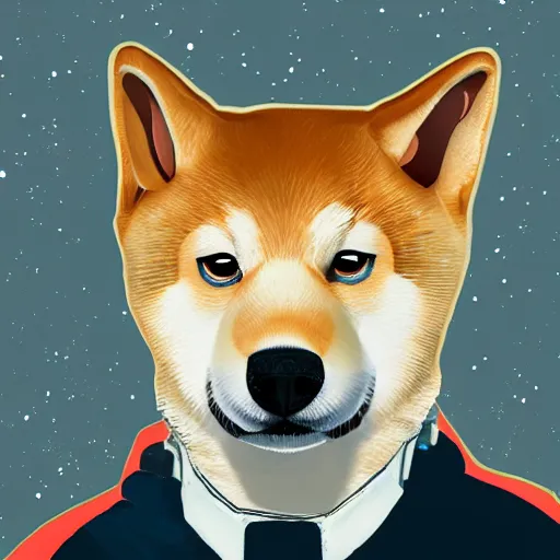 Prompt: portrait of shiba inu as interstellar pilot, photorealistic