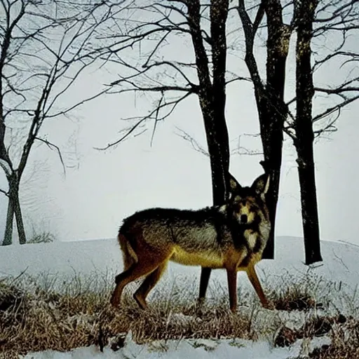 Image similar to giant wolf, deer cam night photograph