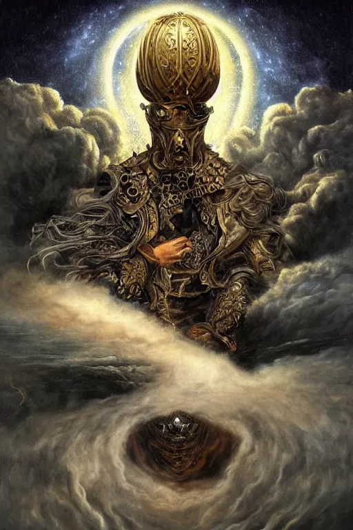 Prompt: Intricate stunning highly detailed Salvador Dali depicted as HammerFall’s lead vocalist, digital painting by agostino arrivabene and Vladimir Kush, surreal, ultra realistic, Horror vacui, dramatic lighting, full moon, thick black swirling smoke tornado, burning fire embers, artstation