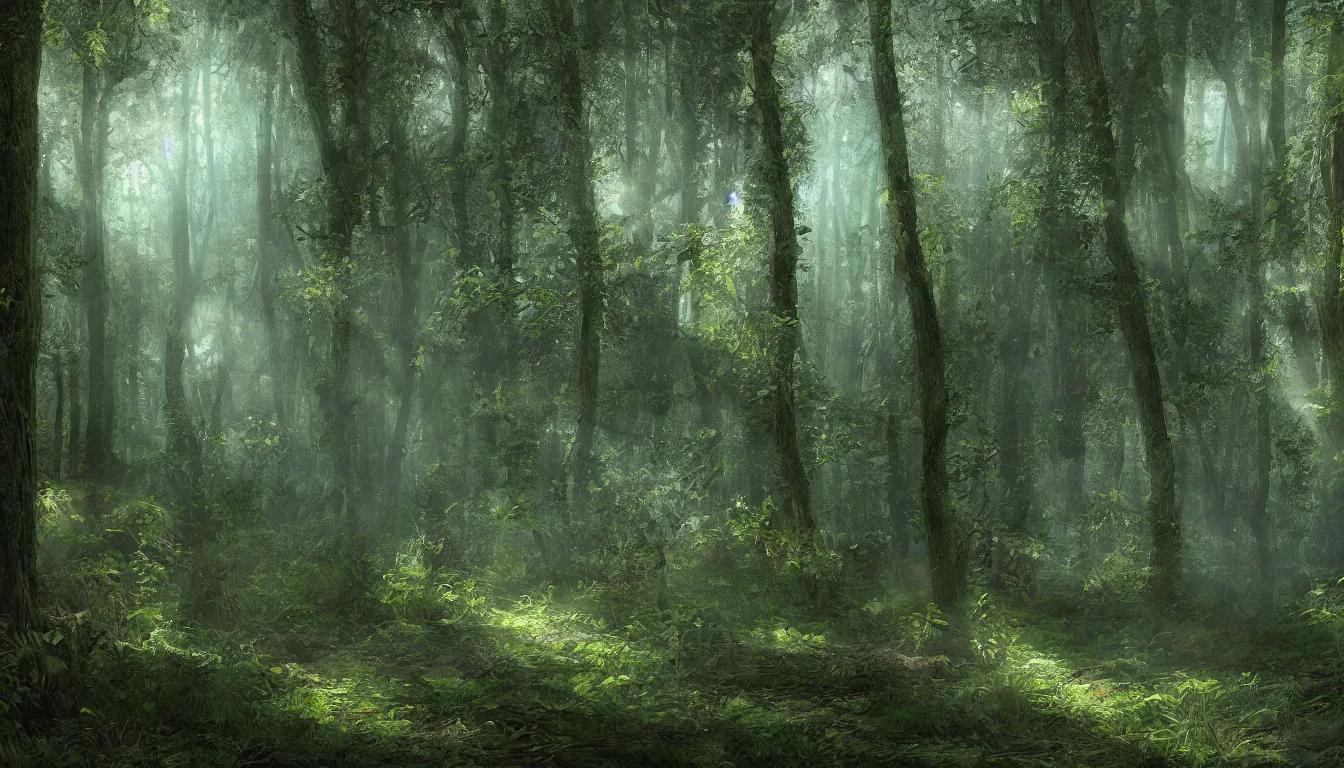 Image similar to a clearing in a forest, digital art, highly detailed, realistic, bright colors, 8 k, trending on artstation, studio lighting