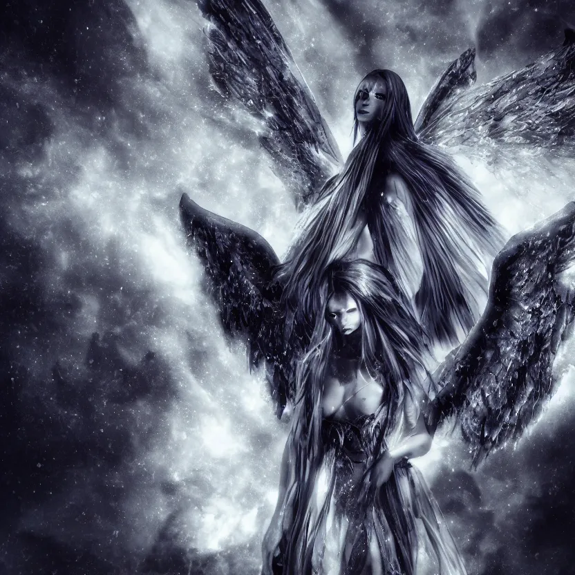 Prompt: stunning Gothic angel of epic cosmic of fire ice dark and mysterious, atmospheric, ominous, eerie, cinematic, Epic, 8k, 4k, ultra detail, ultra realistic, rendered by awesomeness