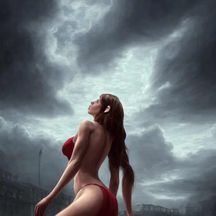 Image similar to a beautiful Cotton Mill Girl, symmetrical, perfect body and face, centered, dramatic angle, ornate, details, smooth, sharp focus, illustration, realistic, cinematic, artstation, award winning, rgb , unreal engine, octane render, cinematic light, macro, depth of field, blur, red light and clouds from the back, highly detailed epic cinematic concept art CG render made in Maya, Blender and Photoshop, octane render, excellent composition, dynamic dramatic cinematic lighting, aesthetic, very inspirational, arthouse by Henri Cartier Bresson