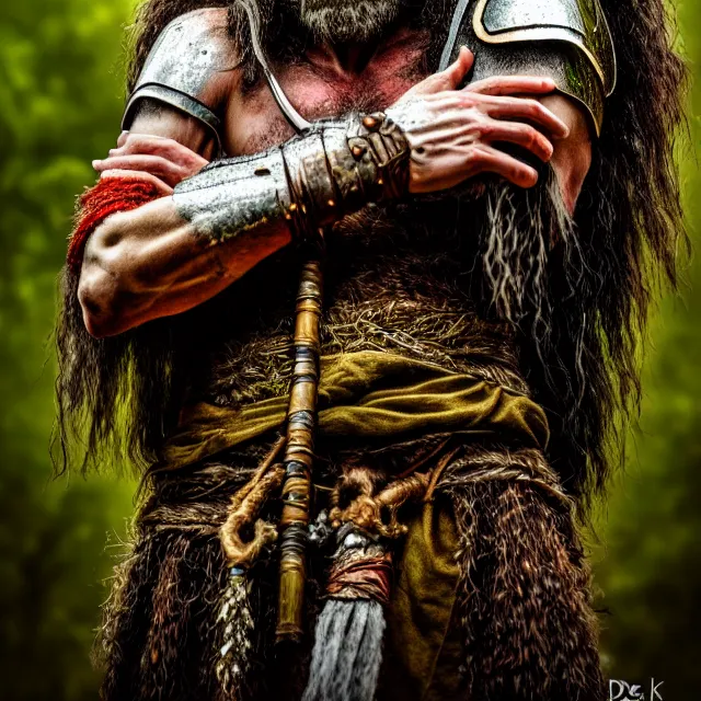 Image similar to photo of a druid warrior, highly detailed, 4 k, hdr, smooth, sharp focus, high resolution, award - winning photo