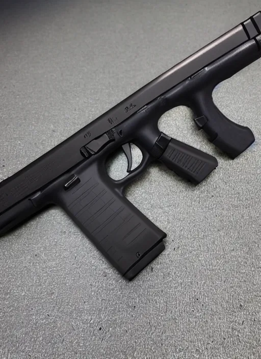 Image similar to glock 17 with scope and extended drum mag