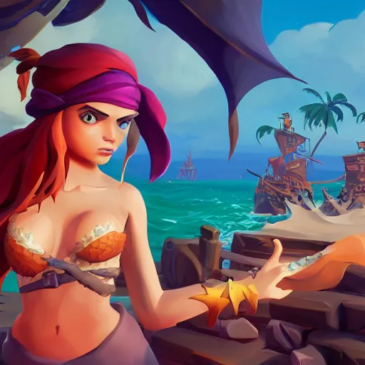 Image similar to jack the pirate mermaid on sea of thieves game avatar hero, behance hd by jesper ejsing, by rhads, makoto shinkai and lois van baarle, ilya kuvshinov, rossdraws global illumination