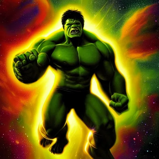 Image similar to the hulk in space painting 4k detail