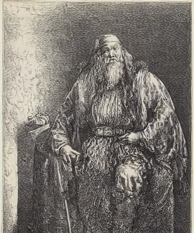 Prompt: an engraving of a tudor merchant by gustave dore, albrecht durer, highly detailed, lithograph engraving