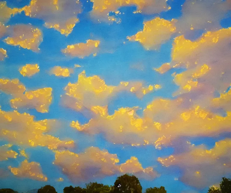 Image similar to water painting of heart shaped clouds