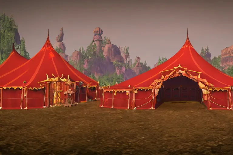 Image similar to 3d sculpt of a huge gothic circus tent, artstaton, world of warcraft, League of Legends, red dead redemption2, overwatch, digital illustration